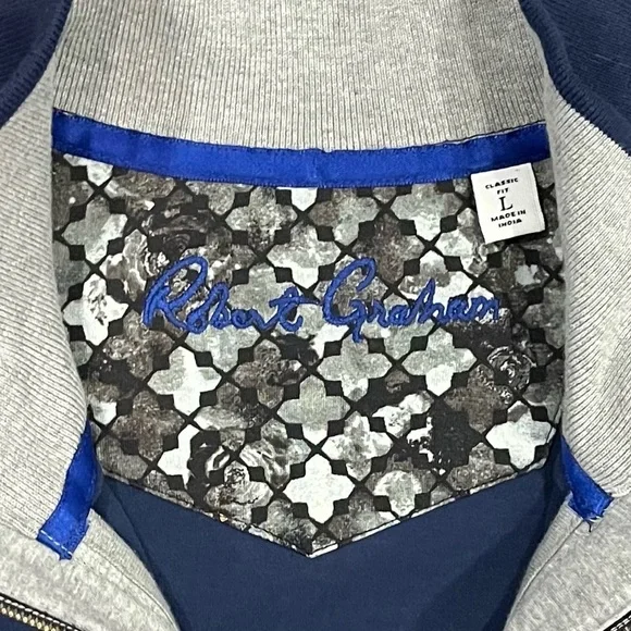 Robert Graham 1/4 Zip Pullover Navy Blue – Size L – 100% Cotton - Picture 3 of 6